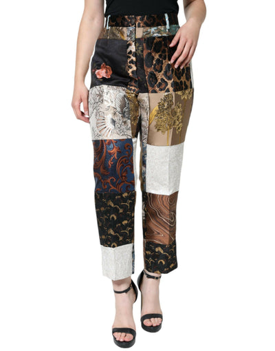 Dolce & Gabbana – Mehrfarbige Patchwork-Jacquard-Hose mit hoher Taille
