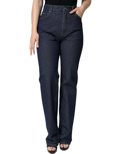 Dolce & Gabbana Dunkelblaue Stretch-Jeans aus Baumwoll-Denim mit geradem Bein