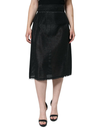 Jupe crayon taille haute en viscose noire Dolce & Gabbana