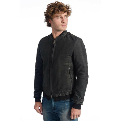 Veste de luxe en cuir d'agneau gris pour homme Roberto Pepe