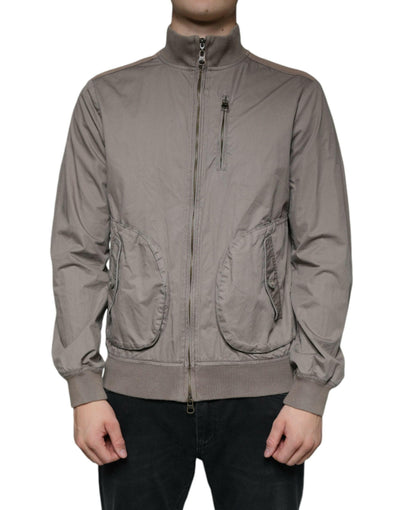 Veste bomber zippée en coton marron Armani Jeans avec logo