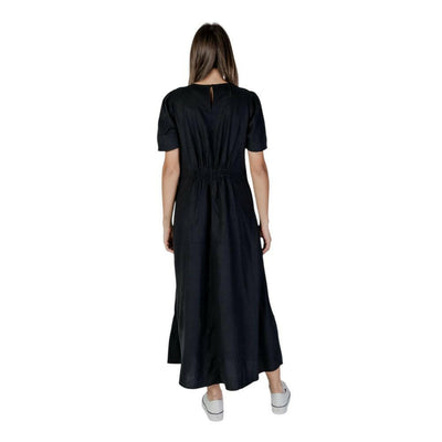 B.Young Black Linen Long Dress
