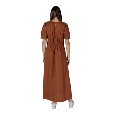 B.Young Brown Linen Long Dress