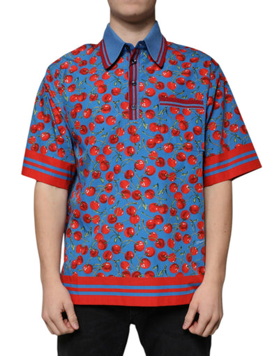 Polo Dolce & Gabbana en coton bleu cerise avec col pour homme