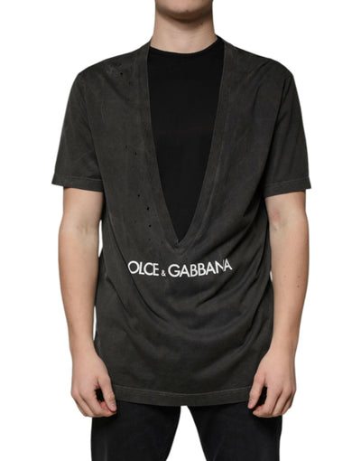 T-shirt ras du cou à manches courtes en coton noir Dolce & Gabbana