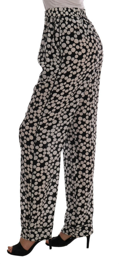 Pantalon taille haute élégant en soie à pois Dolce & Gabbana