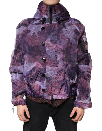 Dolce & Gabbana Veste blouson à capuche camouflage violet pour homme