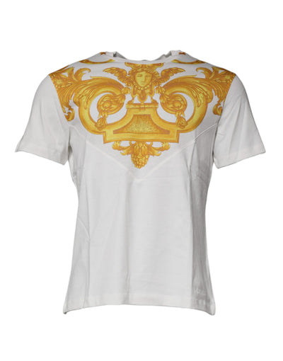 T-shirt ras du cou en coton blanc à imprimé Medusa Versace