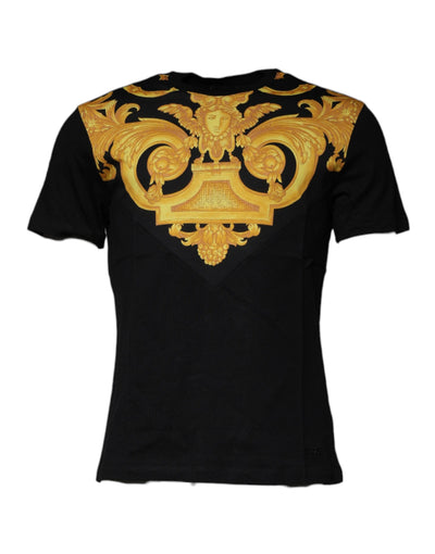 T-shirt ras du cou en coton noir à imprimé Medusa Versace