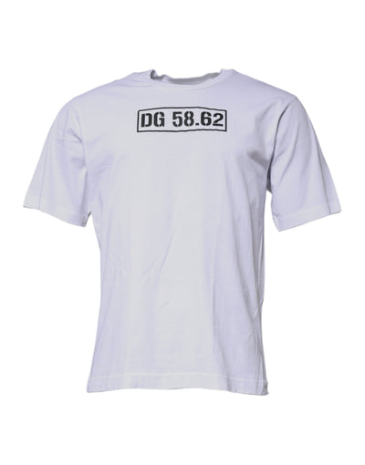 T-shirt ras du cou en coton blanc avec logo DG Dolce & Gabbana