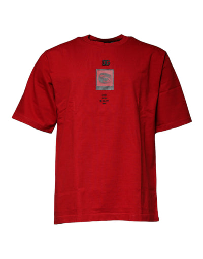 T-shirt ras du cou en coton rouge DG Eye de Dolce & Gabbana