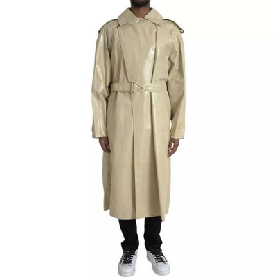 Trench-coat en cuir d'agneau beige Bottega Veneta
