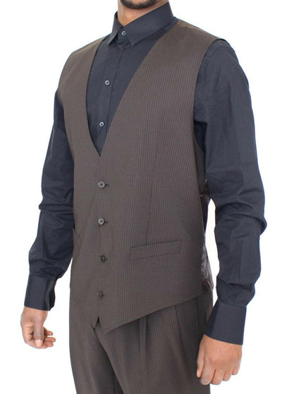Dolce & Gabbana - Robe-gilet élégante en laine à rayures marron