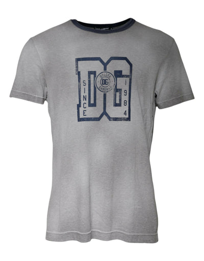 T-shirt ras du cou en coton gris avec logo Dolce & Gabbana