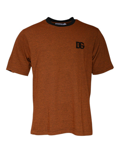 T-shirt ras du cou en polyester marron Dolce & Gabbana avec logo DG