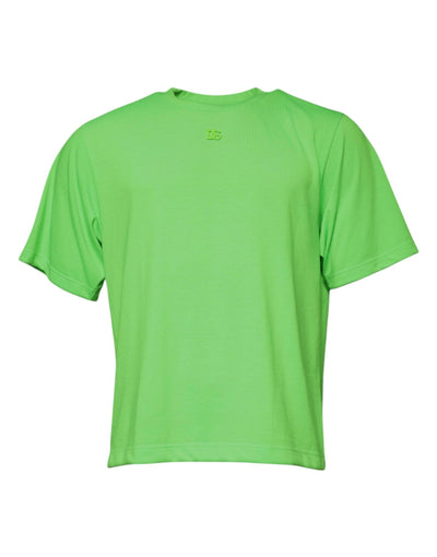 T-shirt ras du cou en polyester avec logo vert Dolce & Gabbana