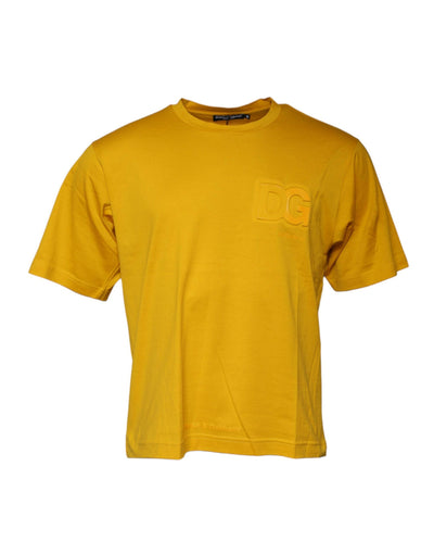 T-shirt à manches courtes et col ras du cou avec logo jaune foncé Dolce & Gabbana