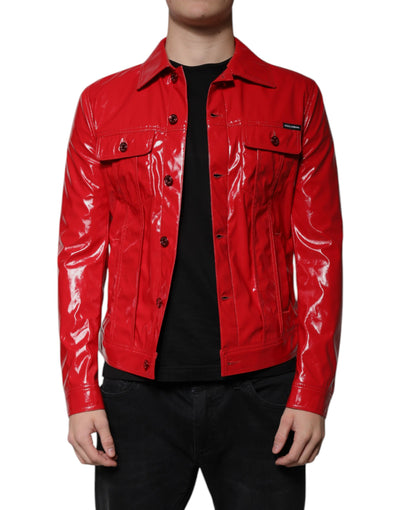 Veste à col boutonné en polyester rouge Dolce & Gabbana