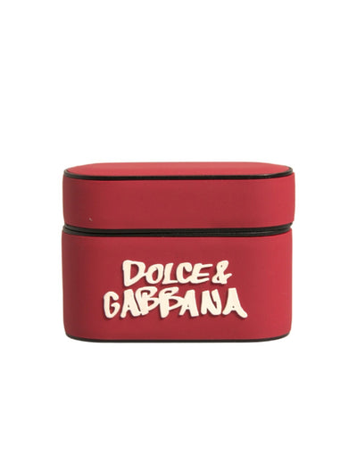 Dolce & Gabbana – Airpods-Hülle aus rotem PVC mit geprägtem Logo