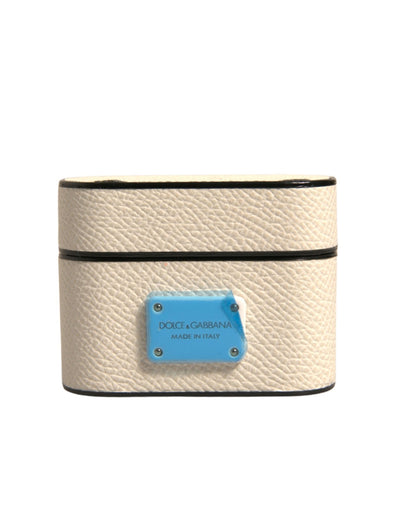 Dolce & Gabbana – Airpods-Hülle mit Logo-Plakette aus weißem Leder und Metall