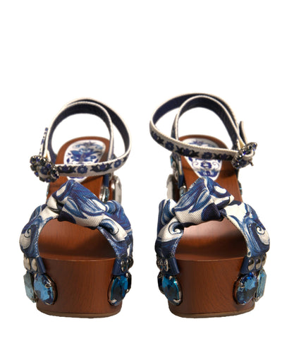 Dolce & Gabbana Mehrfarbige Majolika-verzierte Keilsandaletten