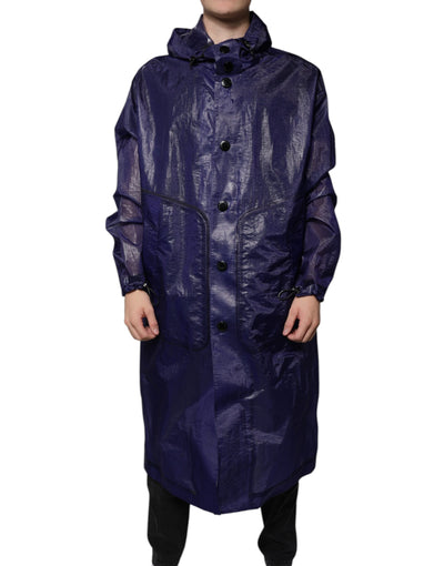 Veste imperméable à capuche en coton bleu foncé Dolce & Gabbana pour homme