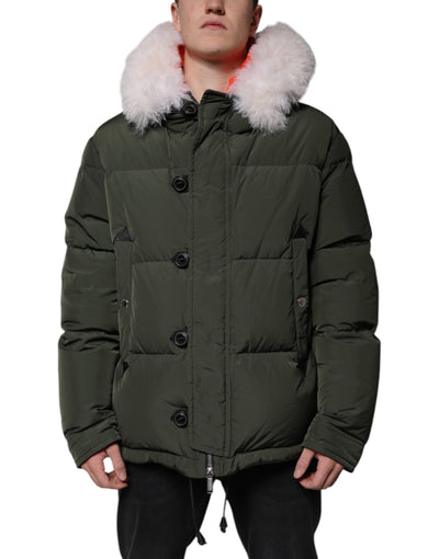 Veste en peau lainée verte à capuche et manches longues Dsquared²