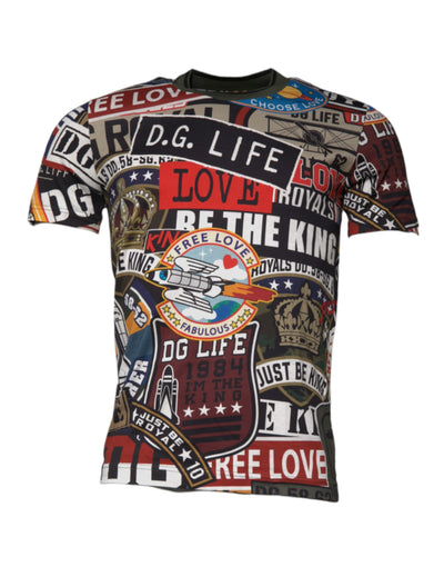 Dolce & Gabbana – T-Shirt aus Baumwolle mit Rundhalsausschnitt und mehrfarbigem Grafikdruck