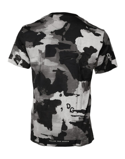 Dolce & Gabbana Mehrfarbiges Camouflage-T-Shirt mit Rundhalsausschnitt