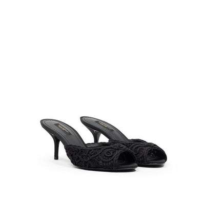 Dolce & Gabbana Black Cotton Mules