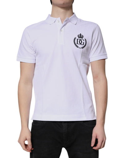 Dolce & Gabbana – Weißes Poloshirt aus Baumwolle mit Kronenkragen für Herren