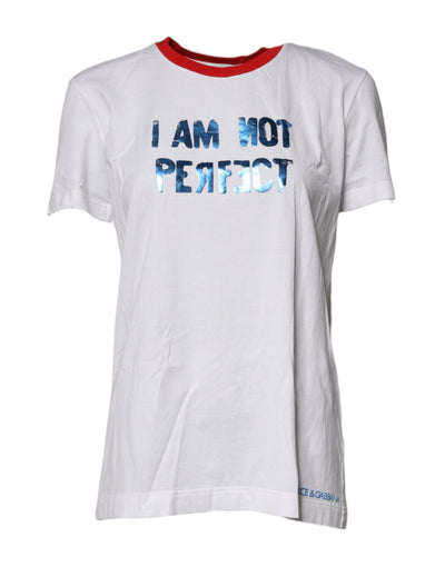 Dolce & Gabbana – Weißes Baumwoll-T-Shirt mit Rundhalsausschnitt und grafischem Print