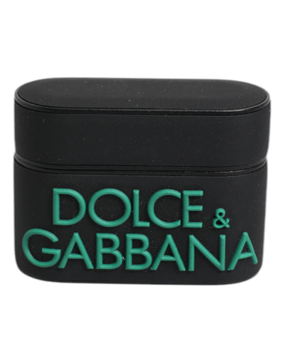 Dolce & Gabbana – Airpods-Hülle aus Silikon mit geprägtem Logo in Schwarz und Orange