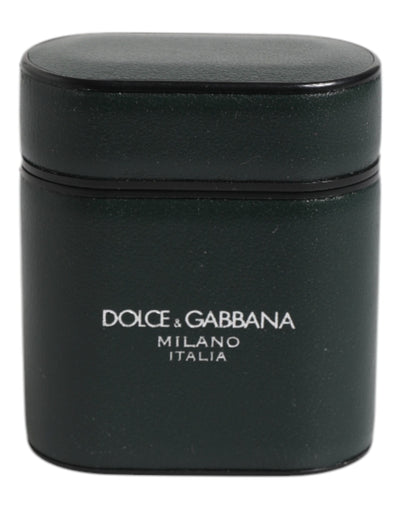 Dolce & Gabbana – Airpods-Hülle mit Klapphalter und Logo-Print aus schwarzem Kalbsleder