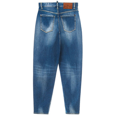 Dsquared² Blaue Baumwolljeans mit hohem Bund