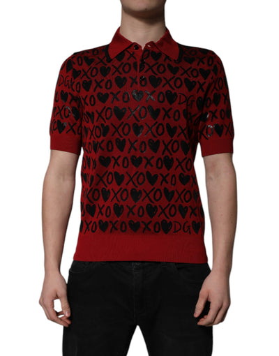 Dolce & Gabbana – Rotes XOXO-Poloshirt aus Baumwolle mit Kragen