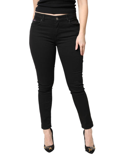 Dolce & Gabbana – Schwarze Skinny-Jeans aus Baumwolle mit mittlerer Taille