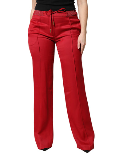 Dolce & Gabbana Rote Viskose-Hose mit gerader Passform