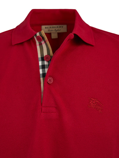Burberry – Rotes Poloshirt aus Baumwolle mit Kragen