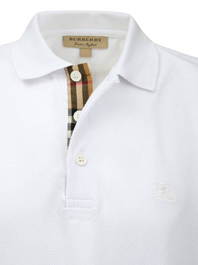 Burberry – Weißes Poloshirt aus Baumwolle mit Kragen