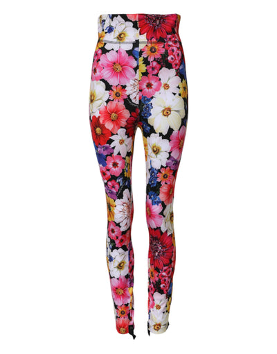 Dolce & Gabbana Leggings mit mehrfarbigem Blumenmuster und hoher Taille