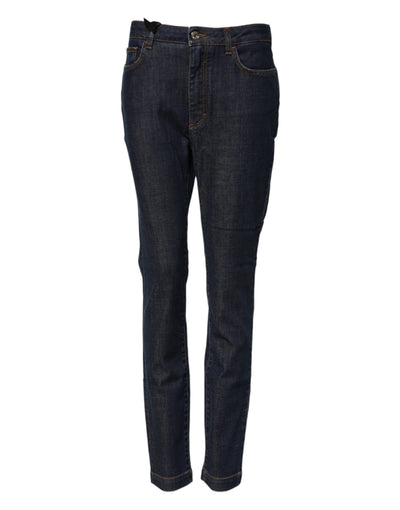 Dolce & Gabbana Blue Queen Patch AUDREY Jeans mit mittlerer Taille