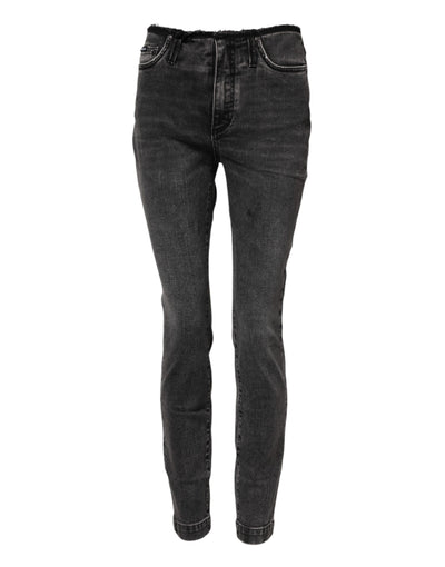 Dolce & Gabbana – Graue Skinny-Jeans aus Baumwolle mit mittlerer Taille