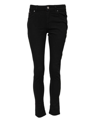 Dolce & Gabbana – Schwarze Skinny-Jeans aus Baumwoll-Denim mit mittlerer Taille