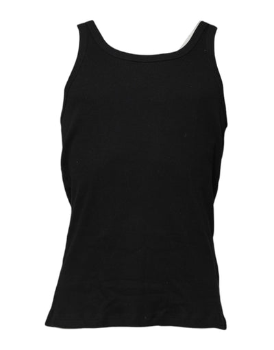 Dolce & Gabbana – Schwarzes, ärmelloses Unterwäsche-Tank-T-Shirt aus Baumwolle