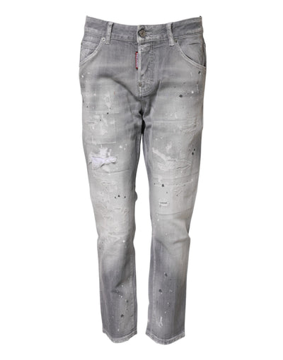 Dsquared² Grau verwaschene Tapered-Jeans mit mittlerer Taille