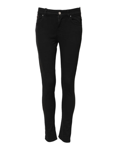 Dolce & Gabbana – Schwarze Skinny-Jeans aus Baumwolle mit mittlerer Taille