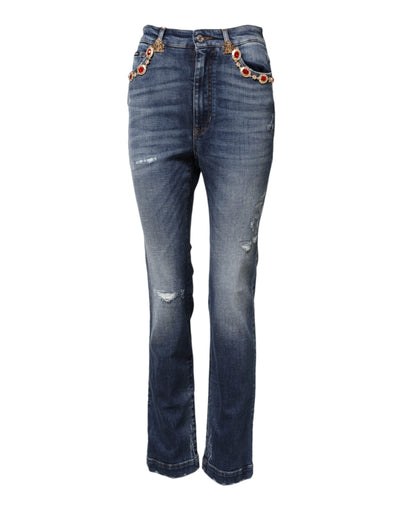 Dolce & Gabbana – Blaue Jeans mit Strassverzierung