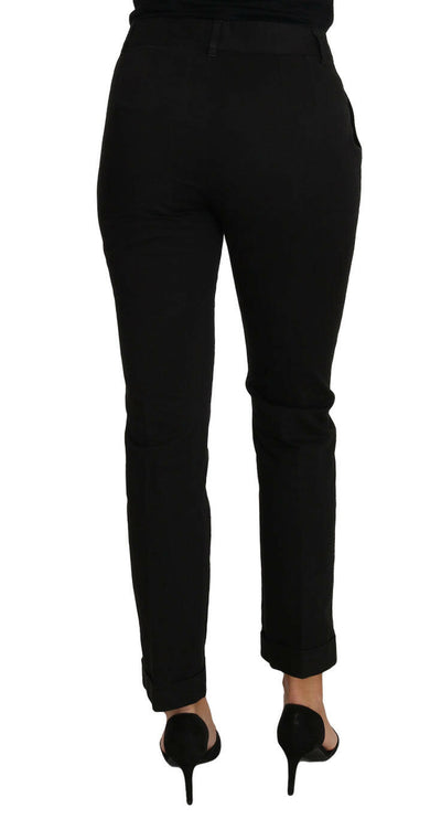 Pantalon habillé élégant en coton noir Dolce & Gabbana