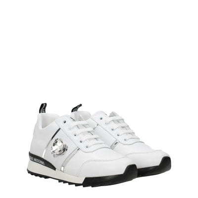 Love Moschino White Leather Low Top Sneakers